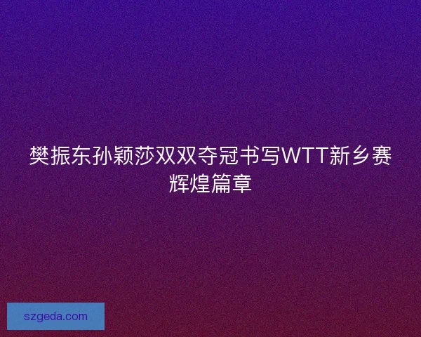 樊振东孙颖莎双双夺冠书写WTT新乡赛辉煌篇章