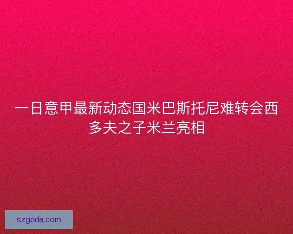 一日意甲最新动态国米巴斯托尼难转会西多夫之子米兰亮相