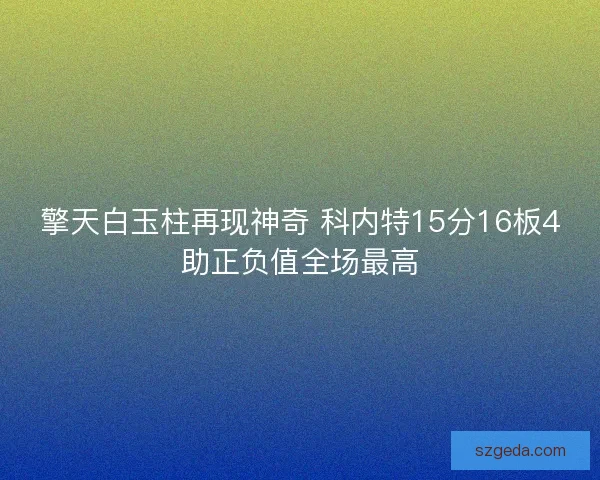 擎天白玉柱再现神奇 科内特15分16板4助正负值全场最高 擎天白玉柱再现神奇 科内特15分16板4助正负值全场最高