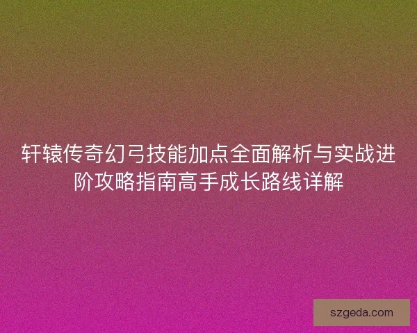轩辕传奇幻弓技能加点全面解析与实战进阶攻略指南高手成长路线详解